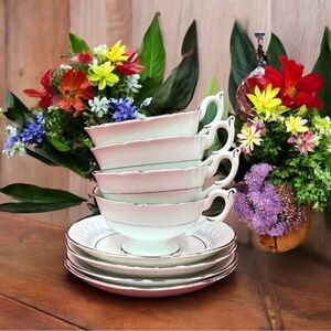 Coalport “Avon” Bone China Widemouth Teacups & Saucers - England